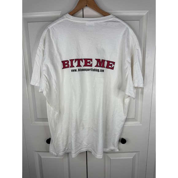 Vintage White Heavy Weight "Bite Me" T-Shirt Size XL - Picture 7 of 7